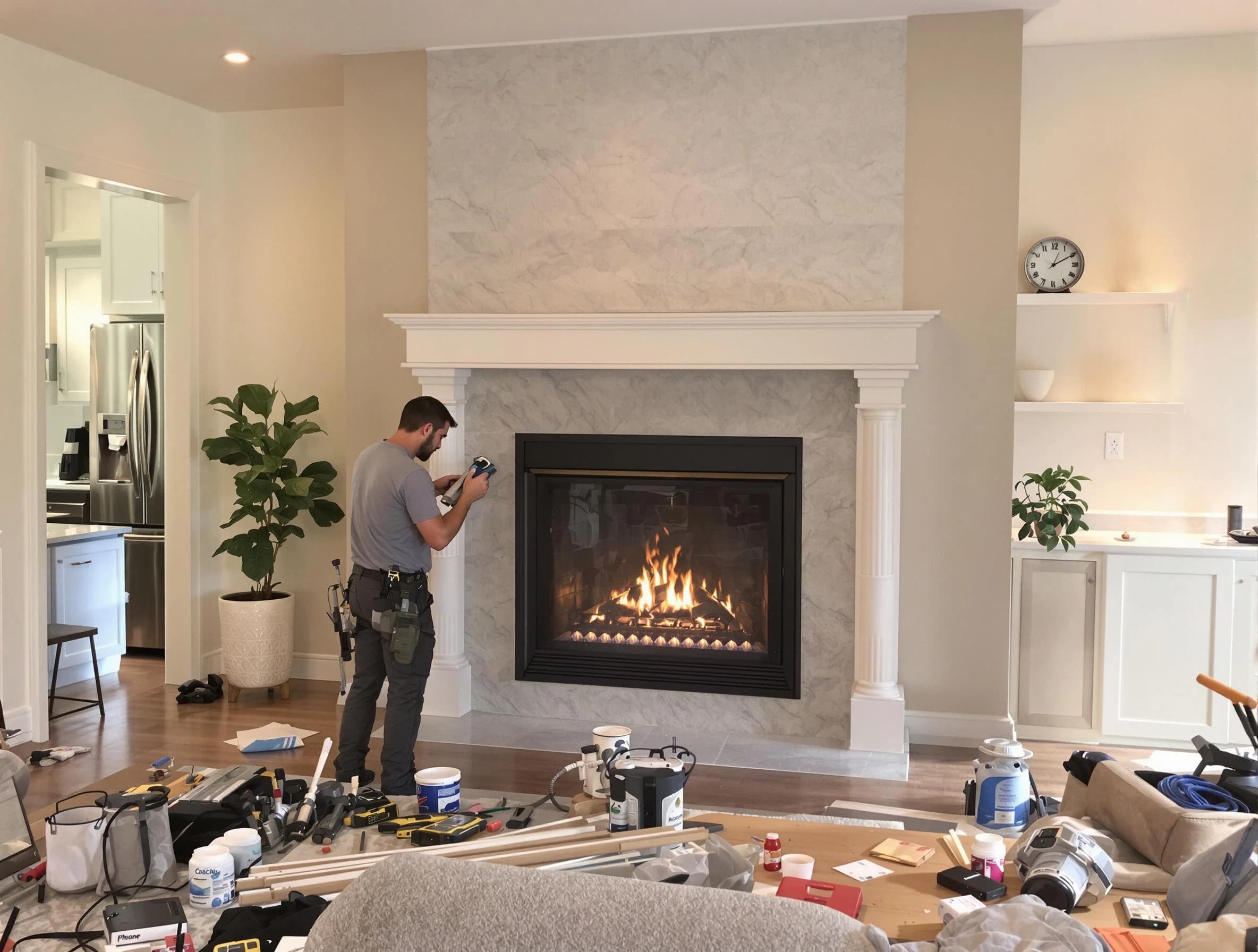 Newly installed fireplace by Parsippany Chimney Sweep in Parsippany, NJ