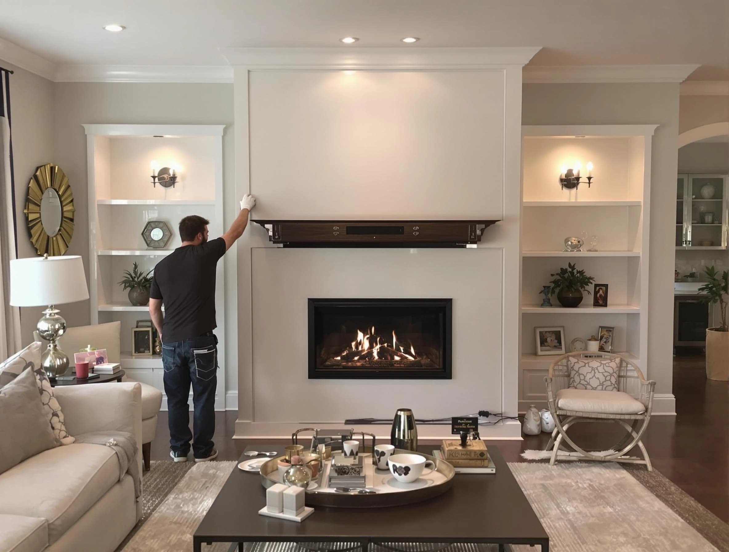 Parsippany Chimney Sweep installing a new fireplace in Parsippany, NJ