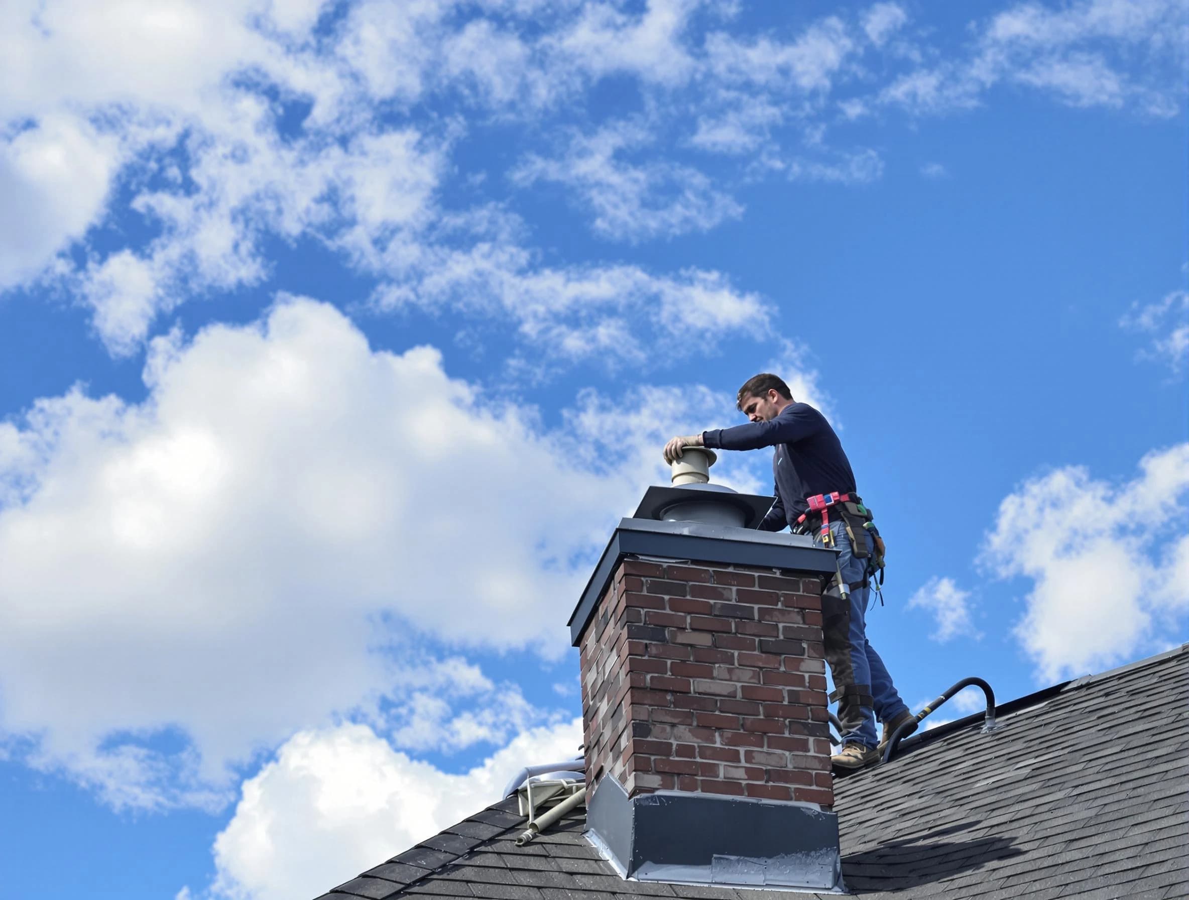 Parsippany Chimney Sweep installing a sturdy chimney cap in Parsippany, NJ
