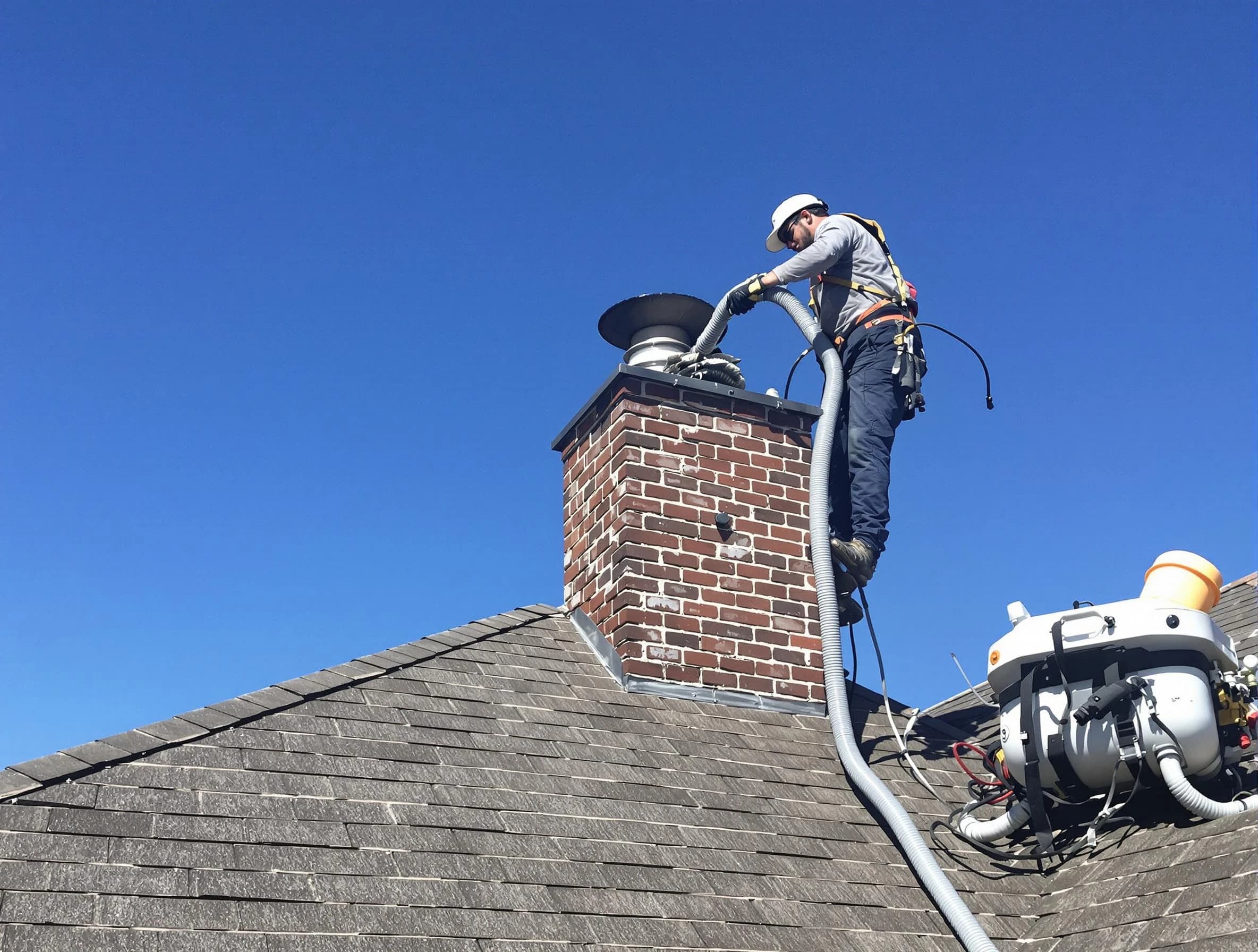Dedicated Parsippany Chimney Sweep team member cleaning a chimney in Parsippany, NJ