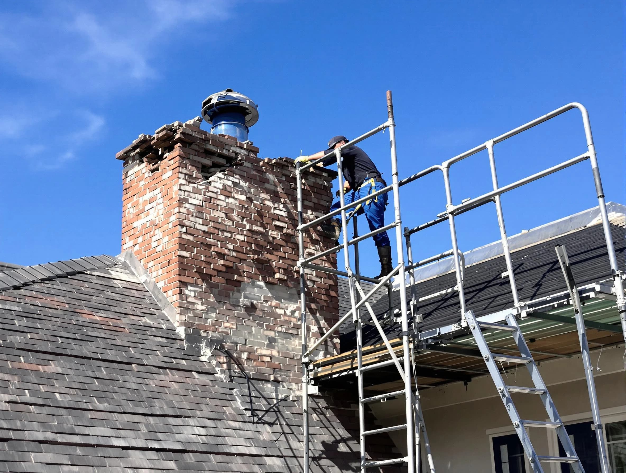 Rebuilding a chimney structure by Parsippany Chimney Sweep in Parsippany, NJ