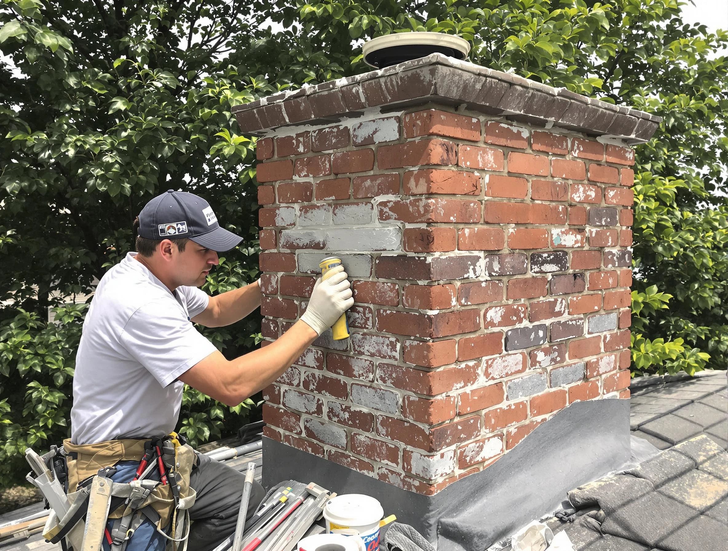 Parsippany Chimney Sweep restoring an aging chimney in Parsippany, NJ
