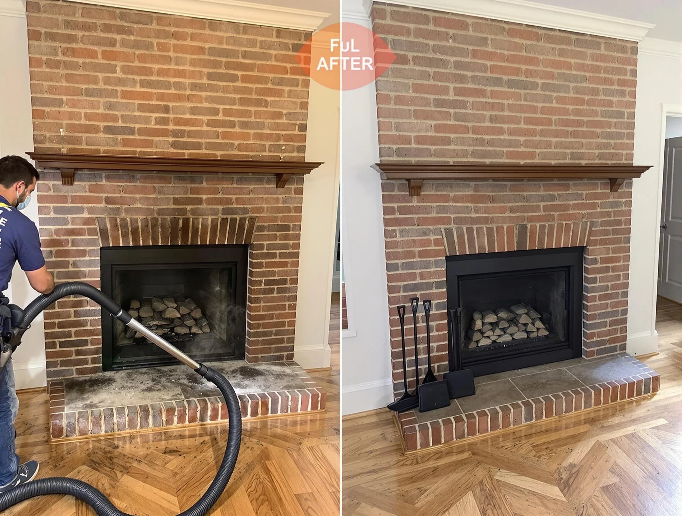 Parsippany Chimney Sweep carefully sanitizing a fireplace in Parsippany, NJ