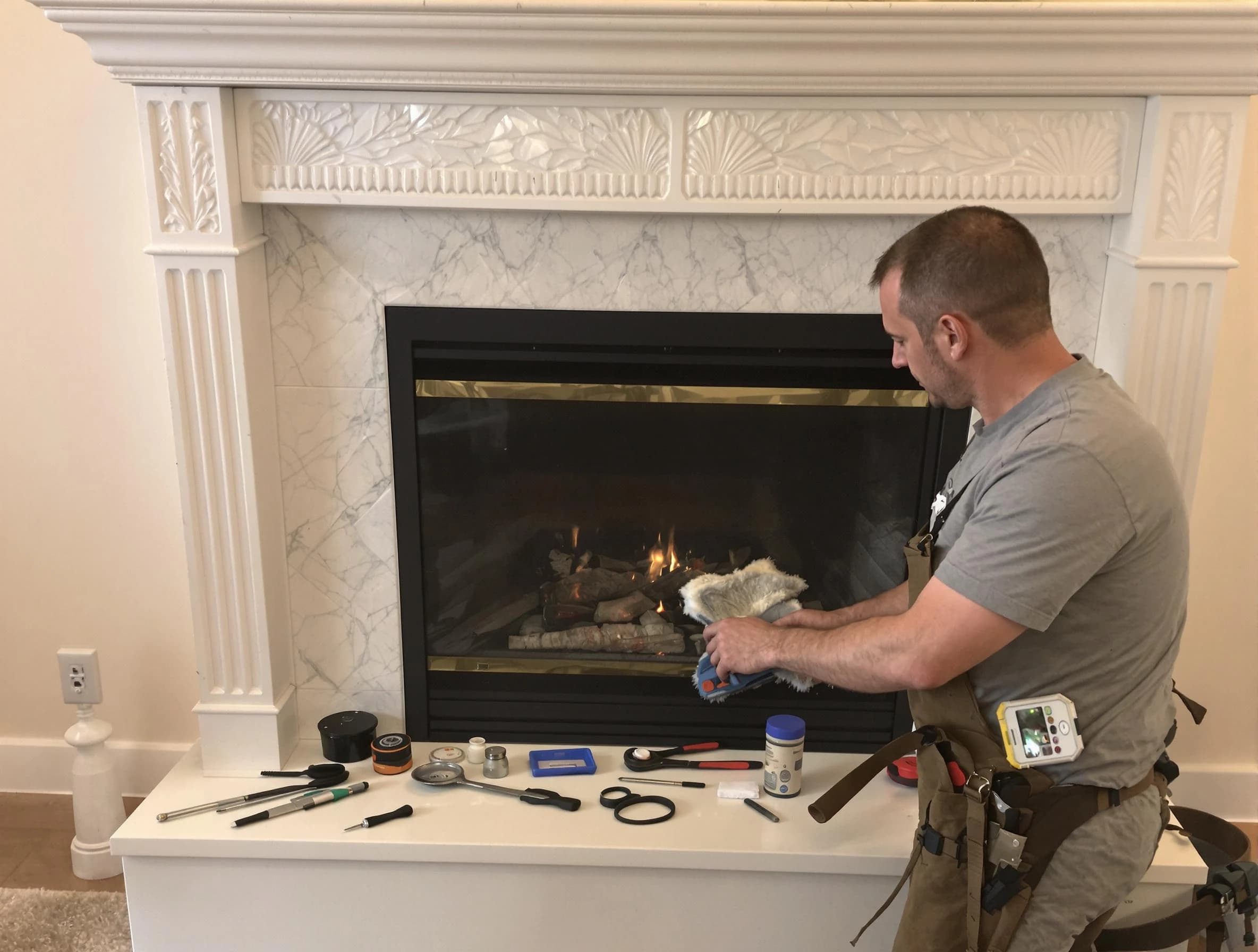 Parsippany Chimney Sweep performing fireplace maintenance in Parsippany, NJ