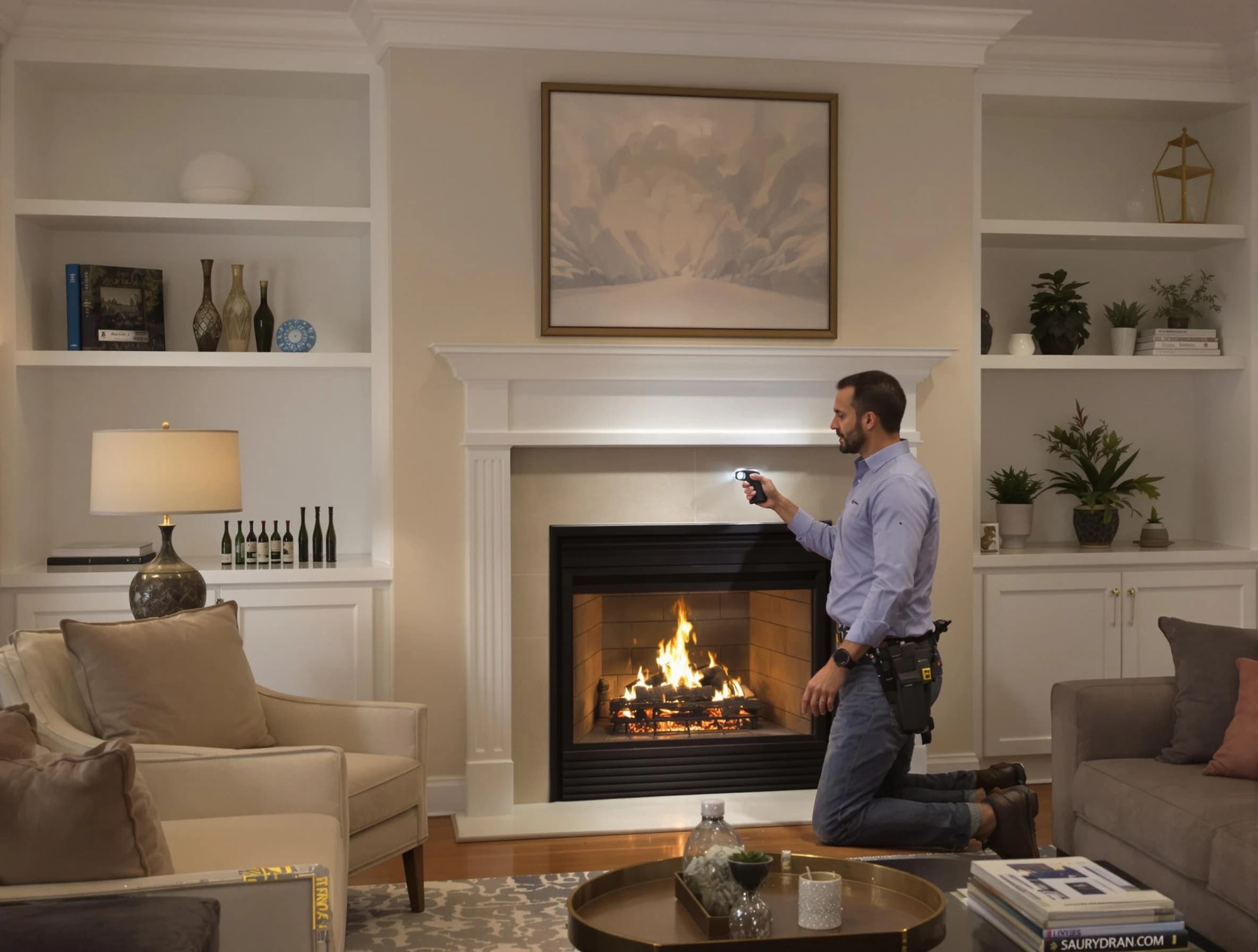 Parsippany Chimney Sweep conducting a fireplace safety inspection in Parsippany, NJ