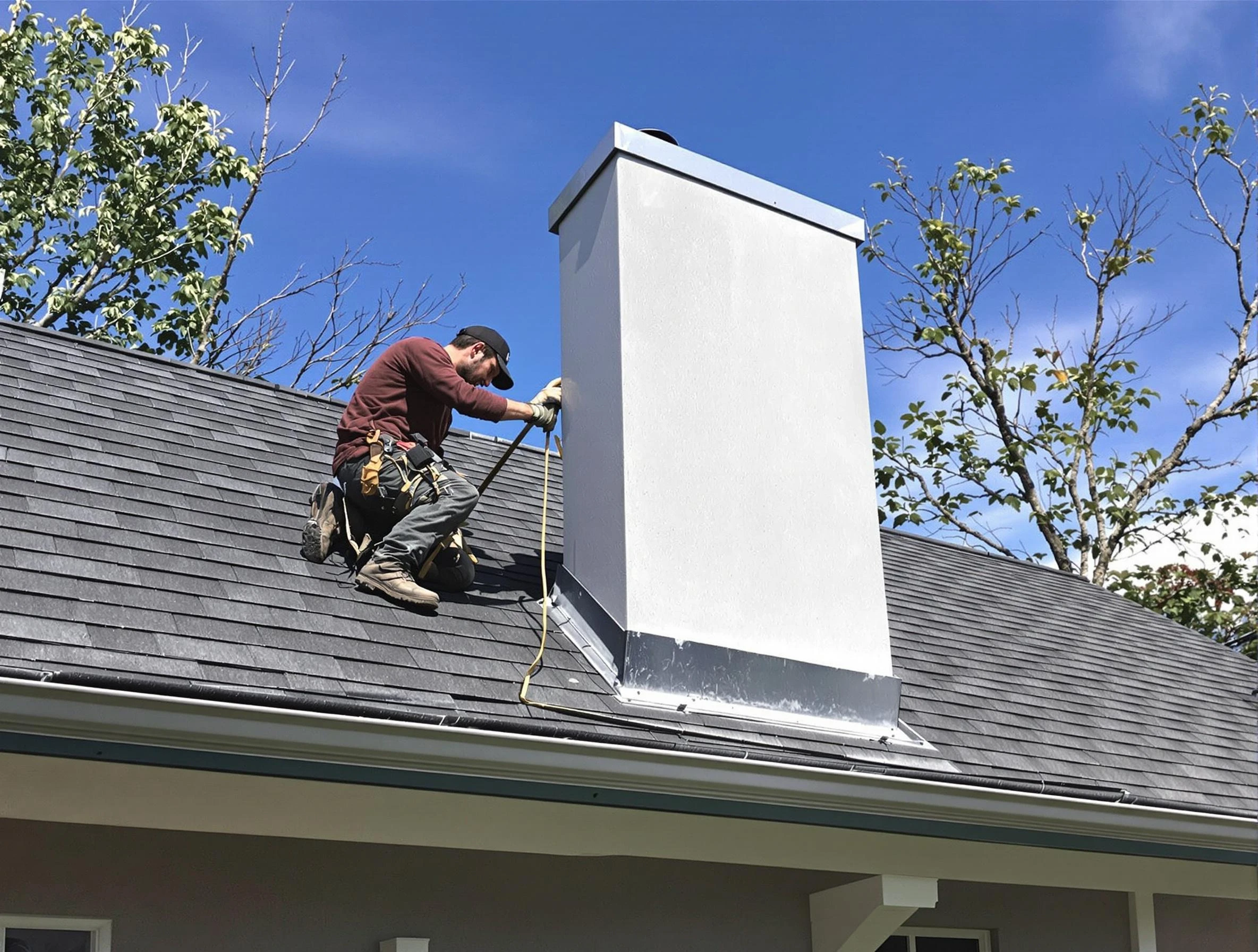 Parsippany Chimney Sweep team member finishing chimney construction in Parsippany, NJ
