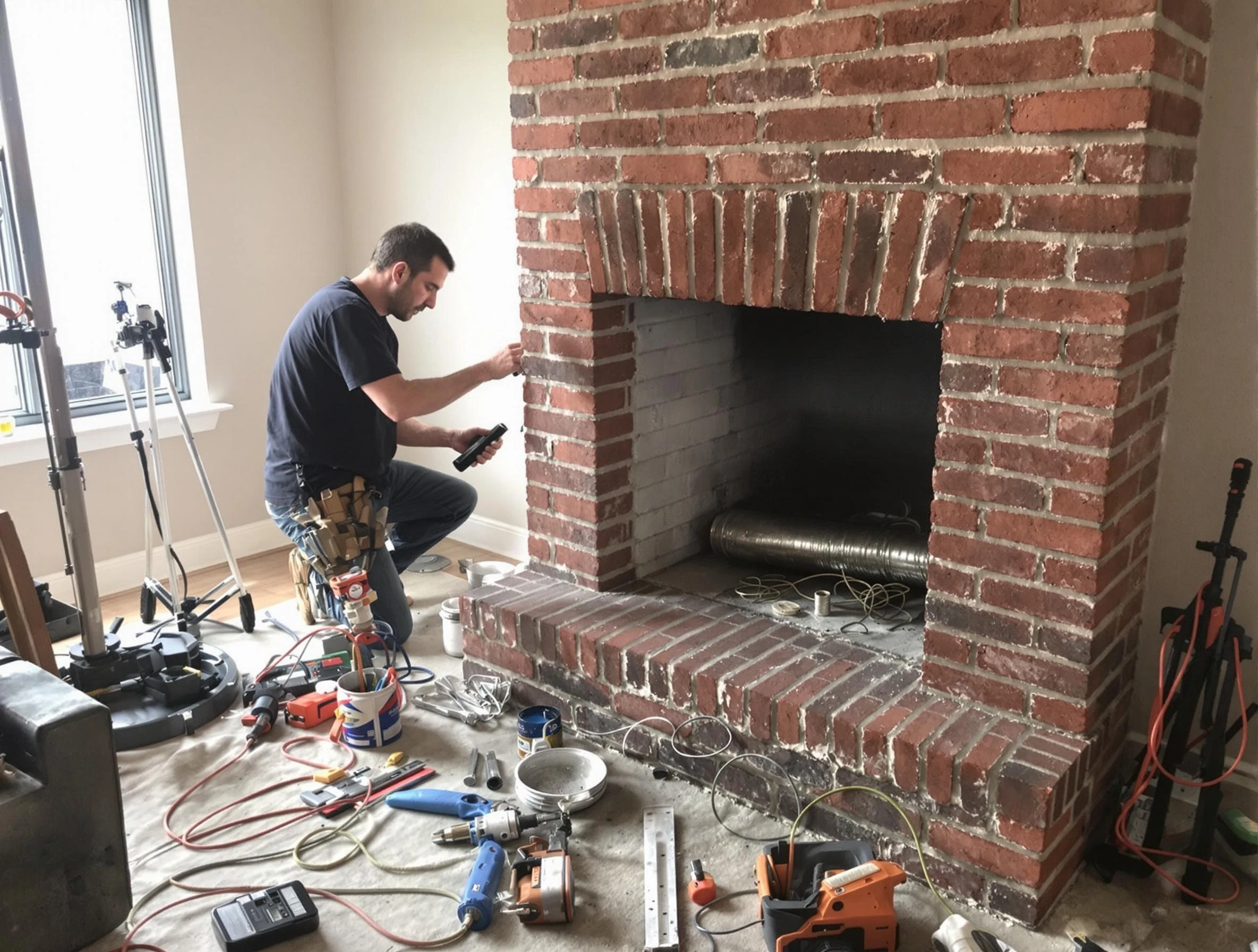 Parsippany Chimney Sweep specialist finalizing chimney liner service in Parsippany, NJ