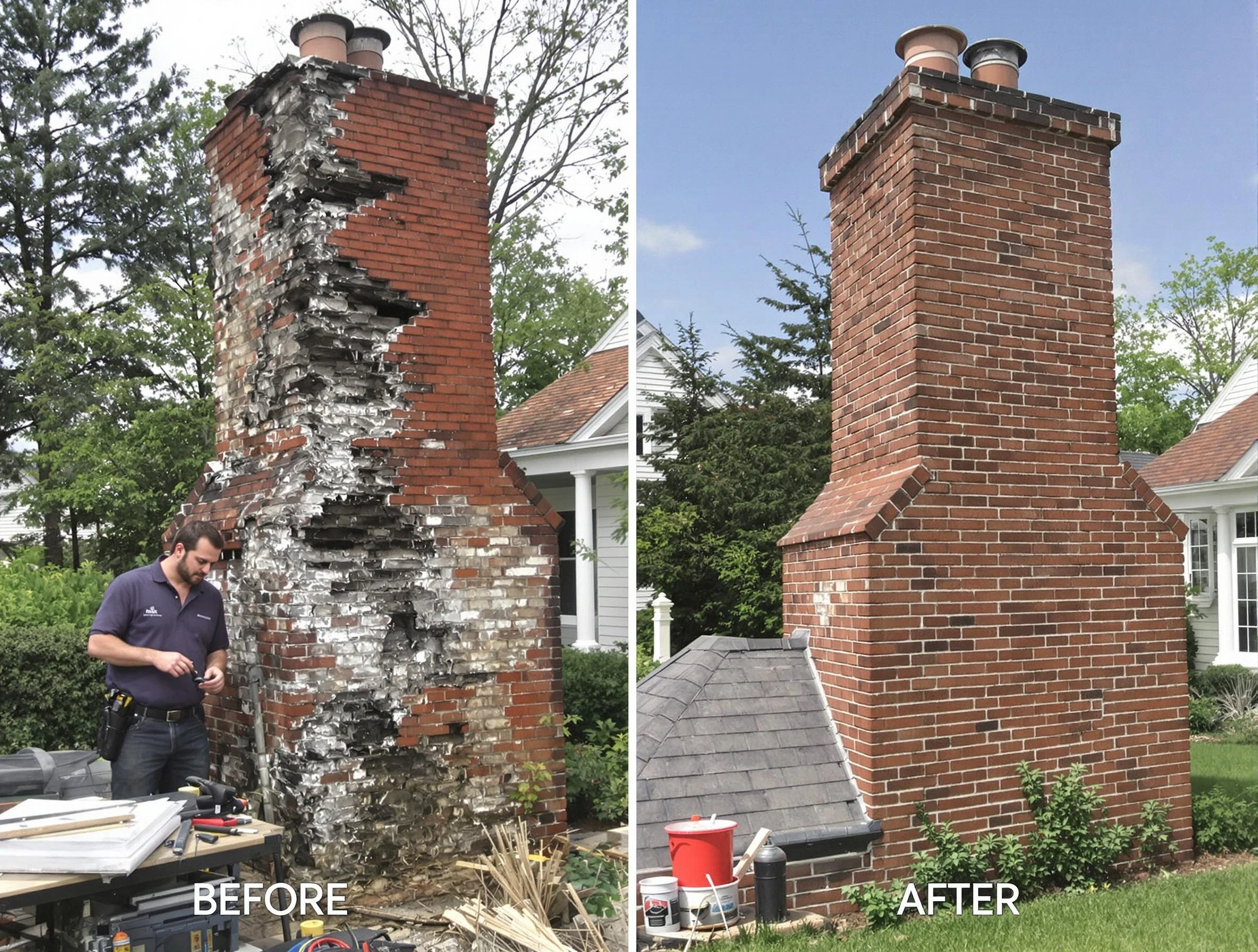 Parsippany Chimney Sweep performing a full chimney restoration in Parsippany, NJ
